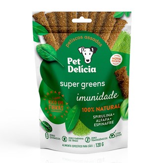 Petisco Natural Pet Delícia Sticks Super Greens Alfafa, Espirulina e Espinafre  para Cão 120g