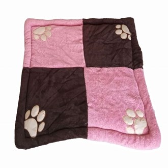 Colchonete Tapete Pet Rosa Quadrado Patinhas Marrom e Rosa