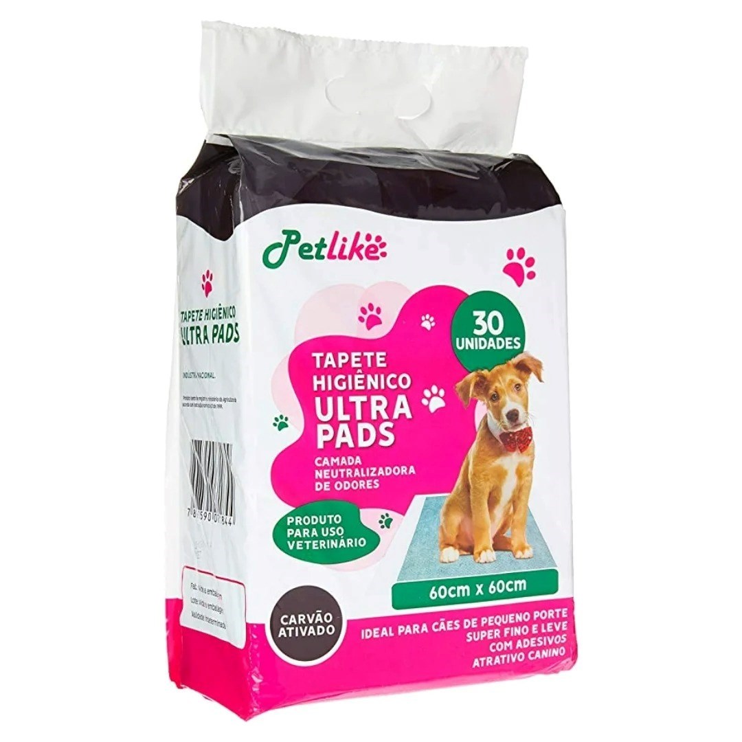 Tapete Higiênico Pet Like Carvão Ativado 60x60cm c/ 30un