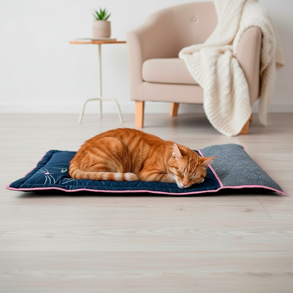 Colchonete Tapete Pet para Gatos Zoe Médio com Arranhador Rosa 