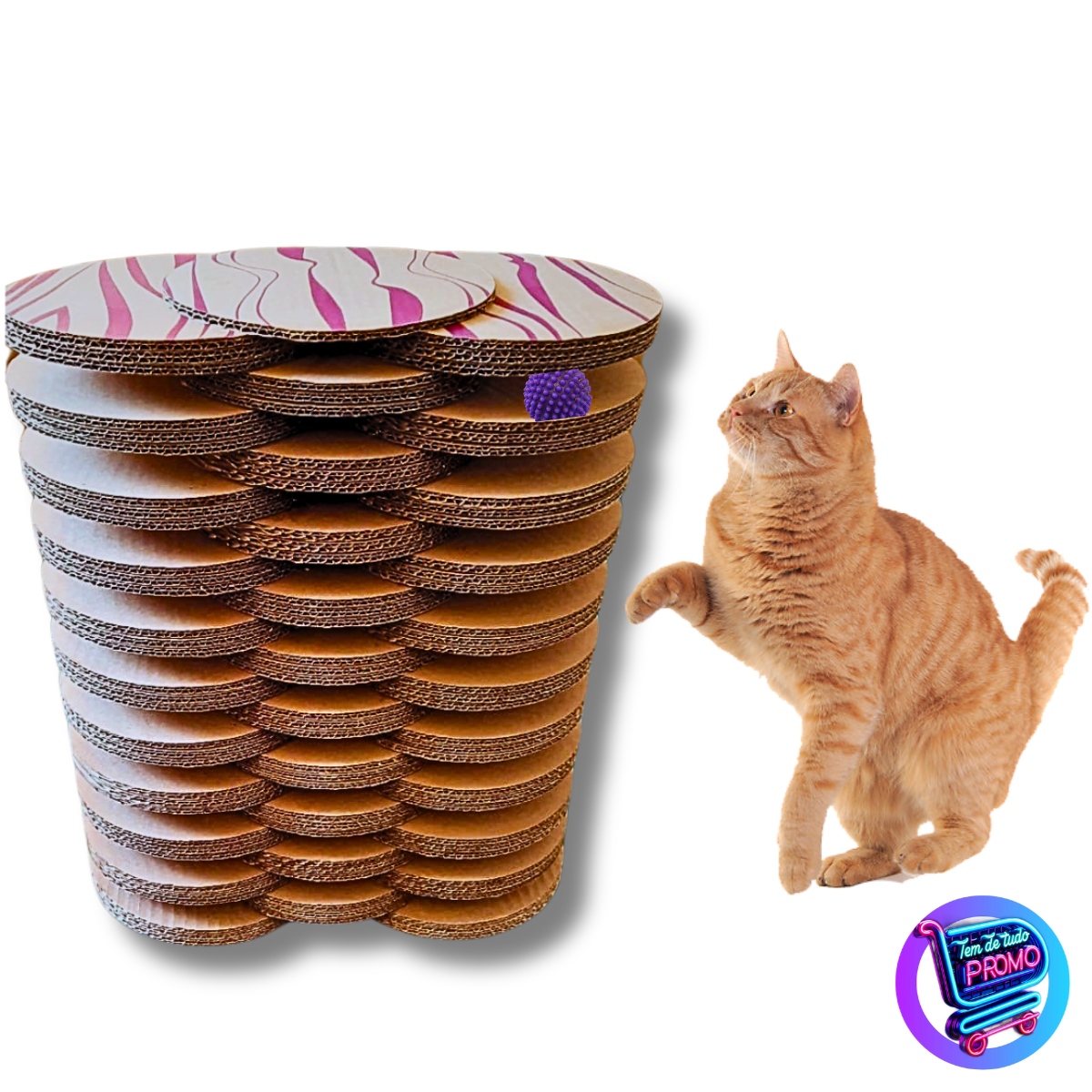 Arranhador Para Gatos Camadas Divertida Papelão Reciclável e Biodegradável 