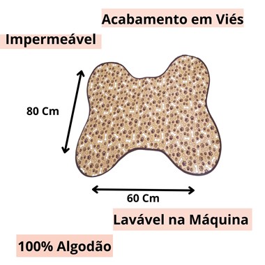 Tapete Comedouro Impermeável para Pets Patinhas Marrom Reutilizável
