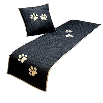 Kit 3 Pçs  Peseira + Almofada Cheia Impermeável Pet Queen Preta
