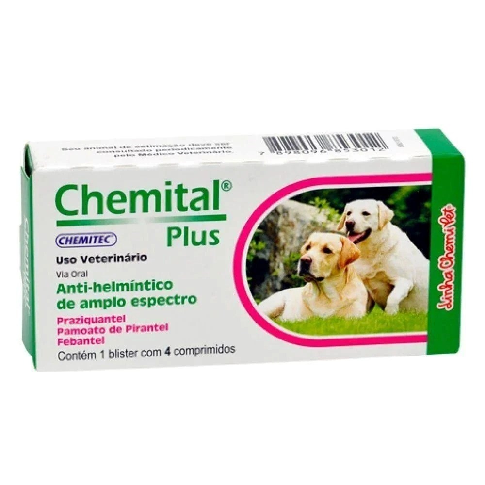 Vermífugo Chemital Plus Cães c/4 comprimidos
