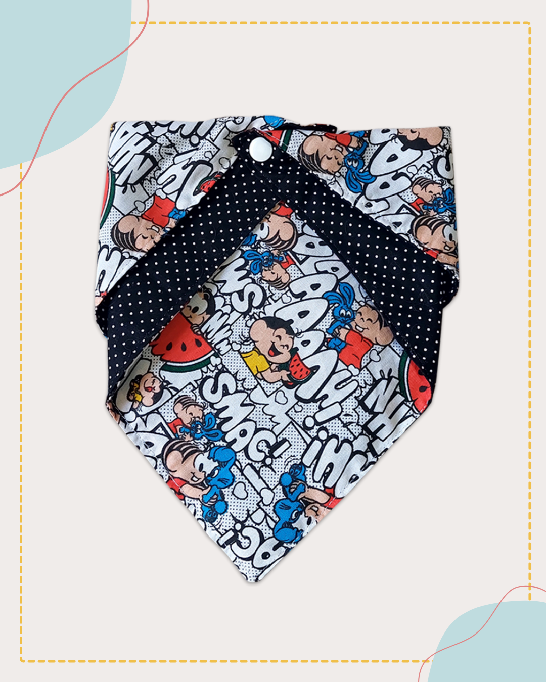 Kit Bandana Para Pets Dupla Face Com Botões + Lacinho Tam: M