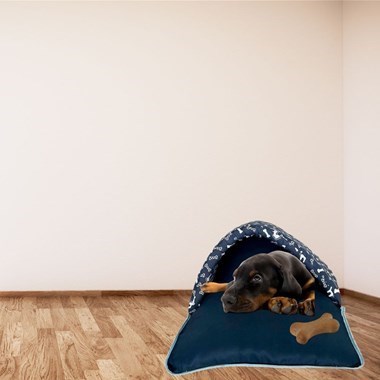 Toca, Cama e Saco de Dormir Impermeável 2 em 1 para Cães e Gatos –  Azul