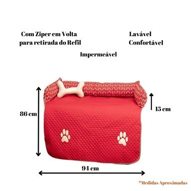 Cama Protetora Impermeável para Sofá – Grande, Vermelho, Ideal para Pets