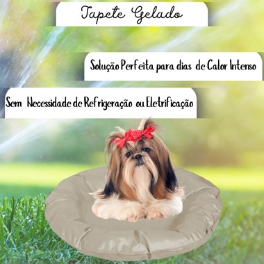 Tapete Gelado Redondo para Pets Cáqui Pequeno -  Impermeável e Refrescante 34x34cm