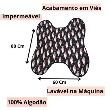 Tapete Comedouro Impermeável para Pets Ossinho Preto Reutilizável