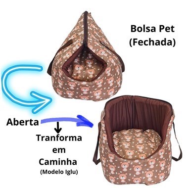 Bolsa de Transporte e Cama Iglu Pet 2 em 1 Imperme&#225;vel Pet  Cor Avel&#227;