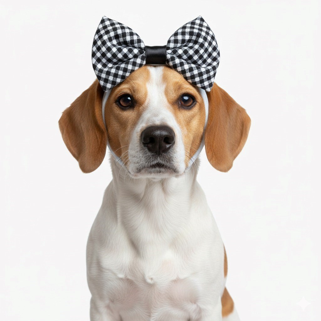 Tiara Pet Pelo Curto (laço De Tecido E Meia De Seda)