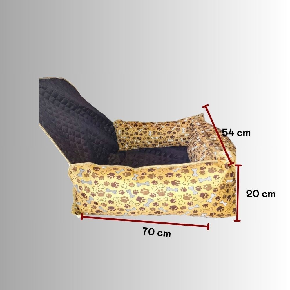 Cama e Capa Protetora 2 em 1 Impermeável para Assento Traseiro Veicular Grande Marrom Estampado