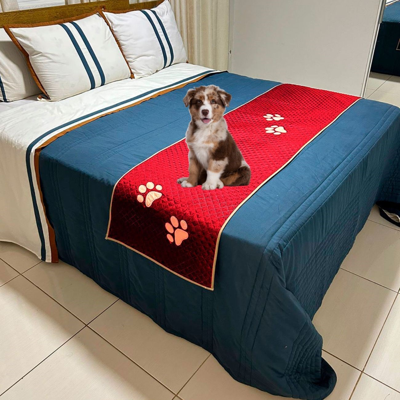 Peseira Pet Impermeável Vermelha para Cama de Casal – Proteção e Elegância