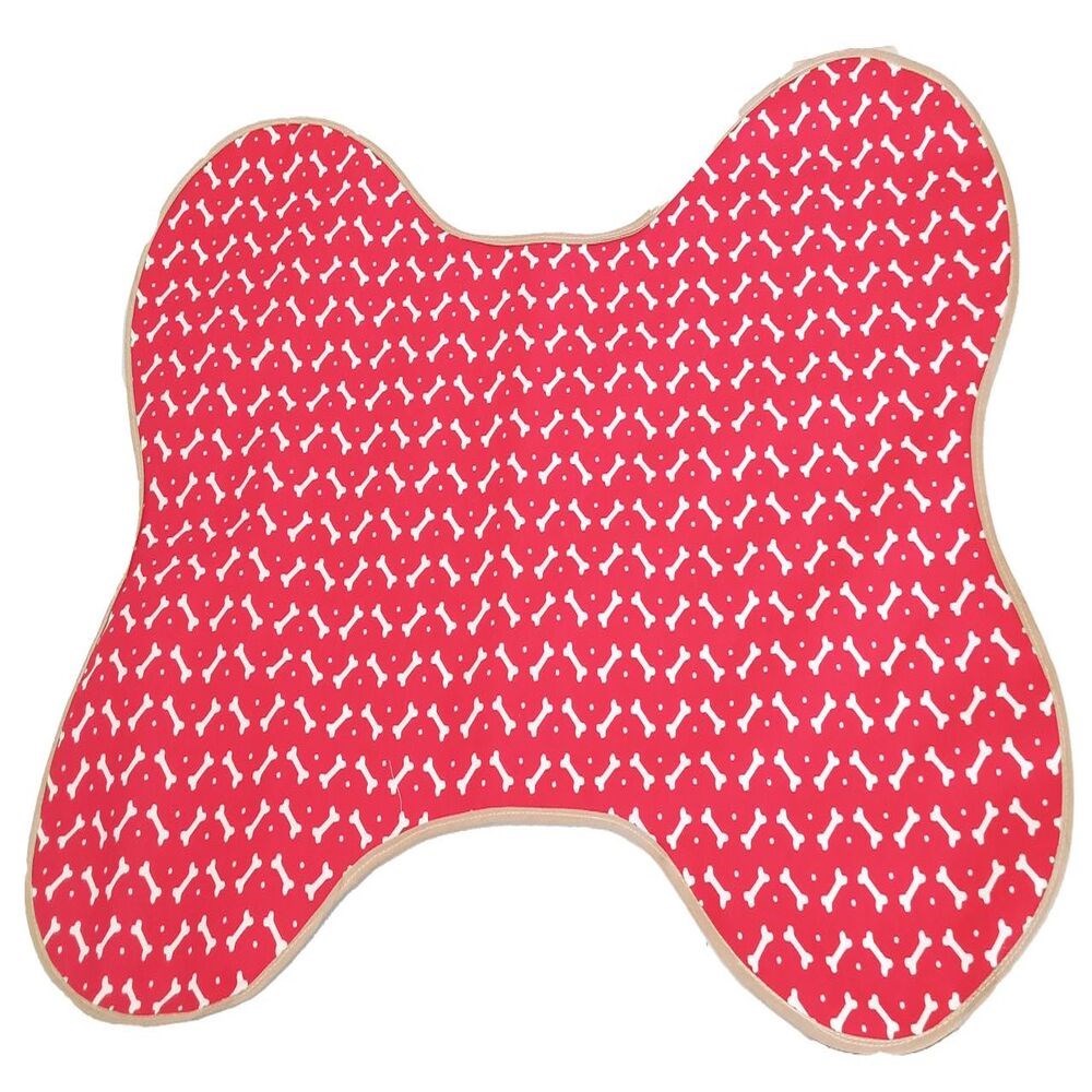 Tapete Comedouro Impermeável para Pets Ossinho Vermelho Reutilizável