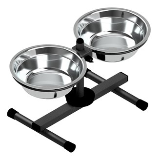 Comedouro e Bebedouro Anti-Formiga  Ajustável - Tigelas Inox Grande - Preto