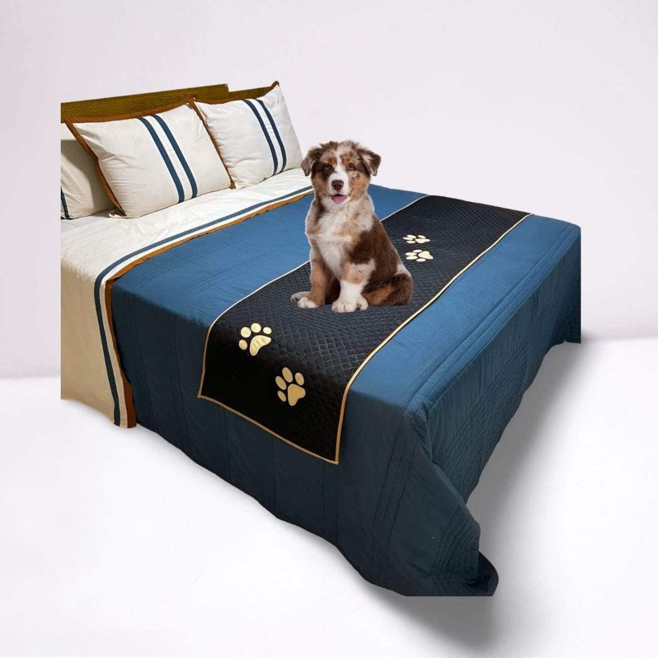 Peseira Pet Impermeável Preta para Cama de Casal – Elegância e Proteção