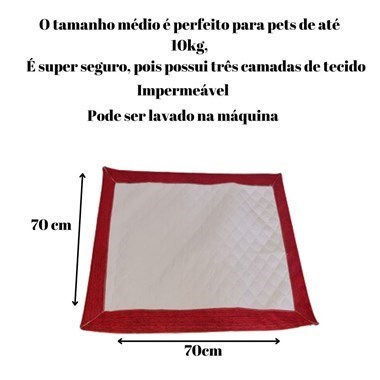 Tapete Higiênico Impermeável para Pets - Médio| Branco Vermelho |Reutilizável