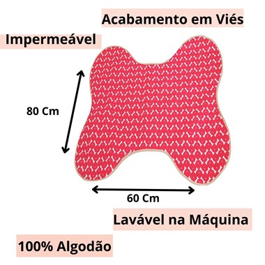 Tapete Comedouro Impermeável para Pets Ossinho Vermelho Reutilizável