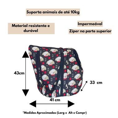 Bolsa Pet 2 em 1 Impermeável e Conversível em Caminha - Cor Dog Preto