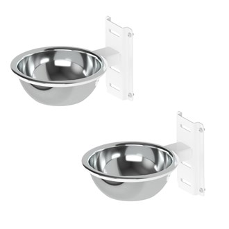 Kit Comedouro E Bebedouro Ajustável De Parede Cães E Gatos - Branco 