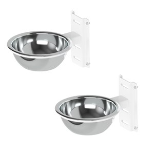 Kit Comedouro E Bebedouro Ajustável De Parede Cães E Gatos - Branco