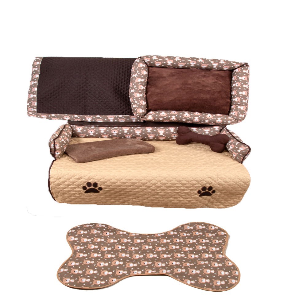 kit Enxoval Pet Completo Grande com 6 Peças Avelã 