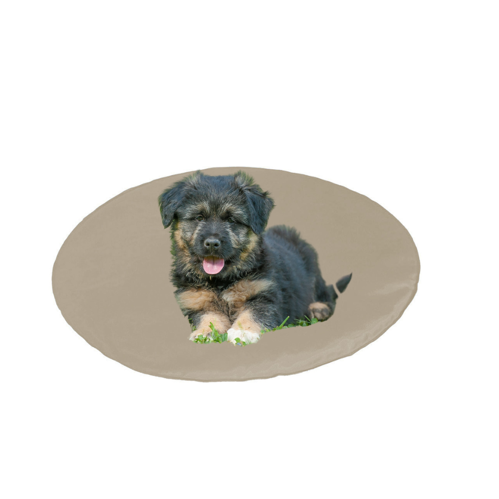 Tapete Gelado Redondo para Pets Bege Médio -  Impermeável e Refrescante para Dias Quentes para Pets