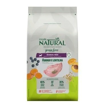 Ração Guabi Natural Grain Free Cães Adultos Raças Médias Frango e Lentilha 12kg