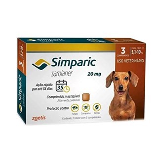 Antipulgas e Carrapatos Cães Simparic 5-10kg Combo 3 Comprimidos