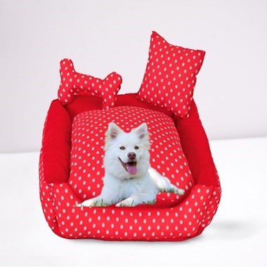 Cama Gigante Impermeável Quadrada Para Pet  Minnie Vermelho