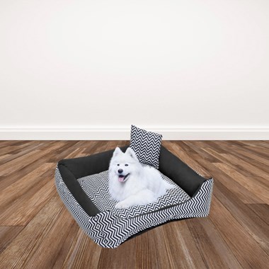 Cama Luxo Impermeável Quadrada Extra Grande Impermeável Preta para Pets