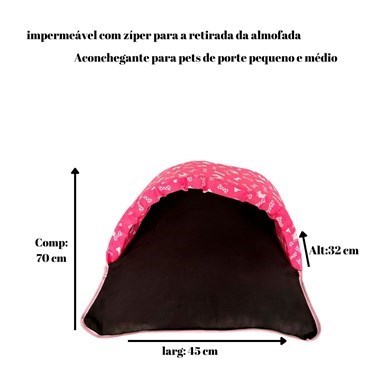 Toca, Cama e Saco de Dormir 2 em 1 Impermeável para Pets – Pink
