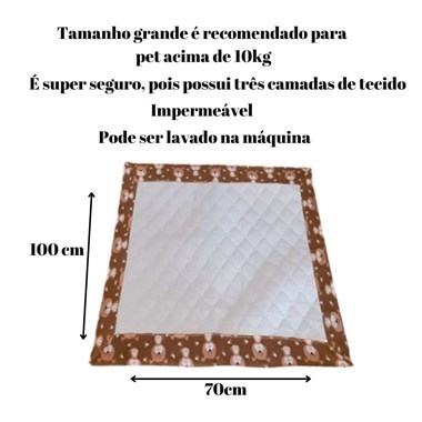  Tapete Higiênico Pet Impermeável e Super Absorvente Reutilizável - Grande Dog Avelã 