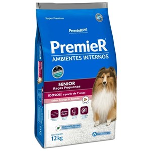Ração Premier Amb. Int. Cão Sênior Raças Pequenas Frango e Salmão 12kg