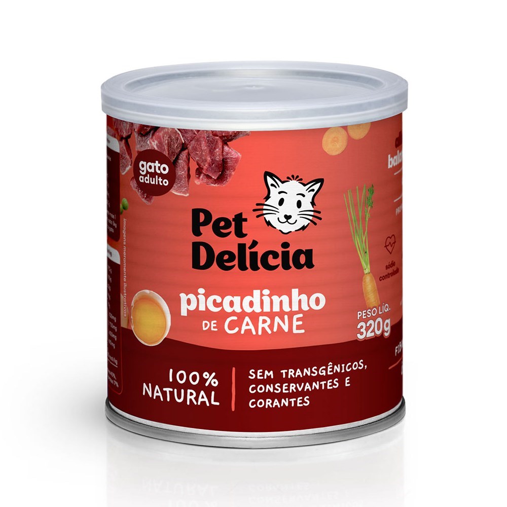 Alimentação Natural Pet Delícia Picadinho de carne para Gato 320g 