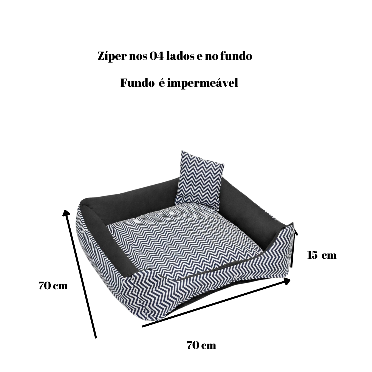 Cama Luxo Impermeável Extra Grande Preta para Pets – Conforto Premium