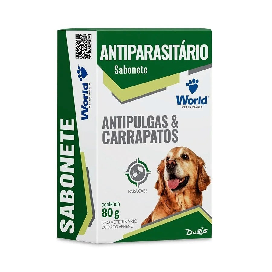 Sabonete Antipulgas e Carrapatos Dugs World para cães 80g