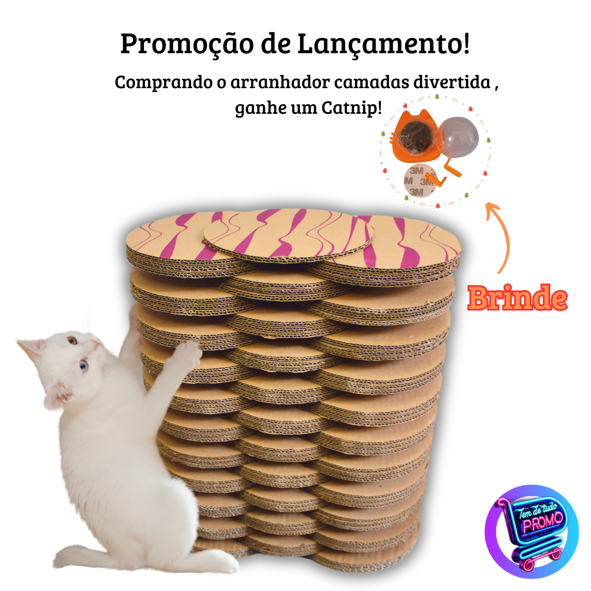 Arranhador Para Gatos Camadas Divertida Papelão Reciclável e Biodegradável 