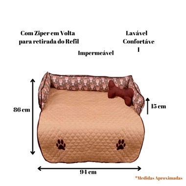 Cama Protetor Impermeável para Sofá – Grande, Cor Avelã