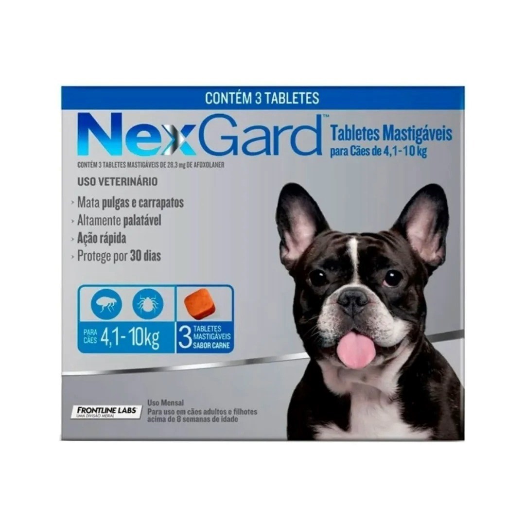 Antipulgas e Carrapatos Cães Nexgard 4-10kg Combo 3 Comprimidos