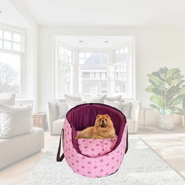 Bolsa para Trasnporte Pet 2 em 1 Impermeável Transforma-se em Caminha Iglu Cor Rosa