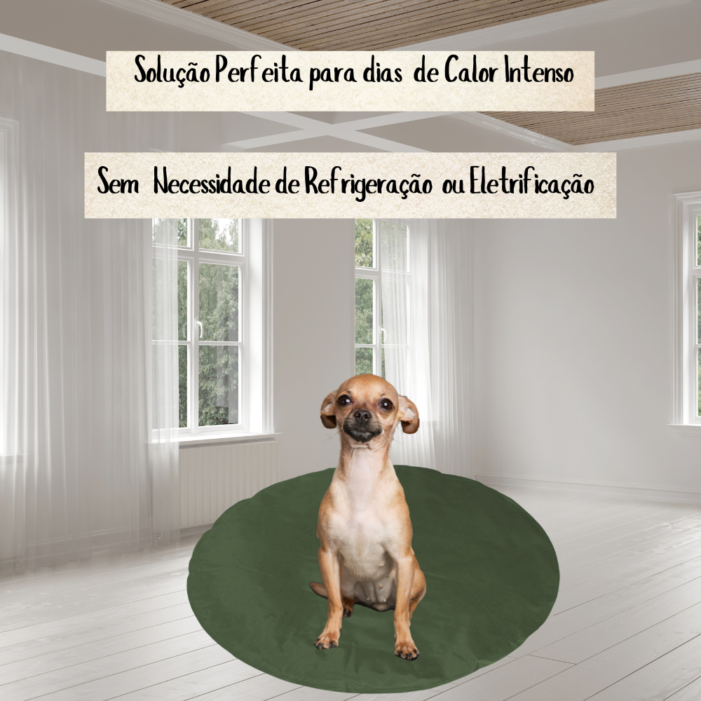 Tapete Gelado Redondo para Pets Verde Médio -  Impermeável e Refrescante para Dias Quentes para Pets