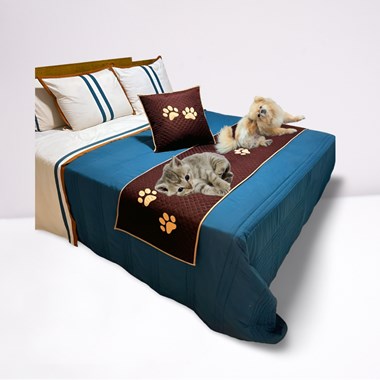 Kit 3 Pçc Peseira + Almofada Cheia Impermeável para Pet Queen Marrom