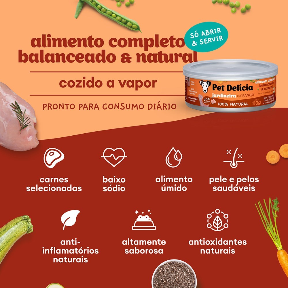 Alimentação Natural Pet Delícia Jardineira de Frango 110g