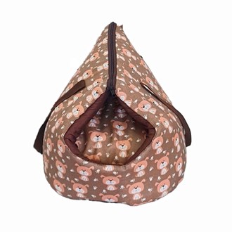 Bolsa de Transporte e Cama Iglu Pet 2 em 1 Impermeável Pet  Cor Avelã
