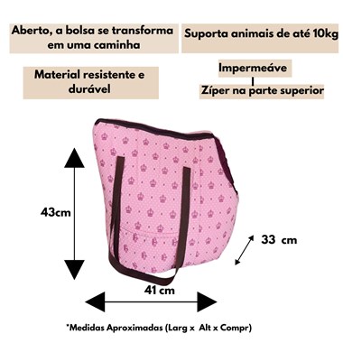 Bolsa para Trasnporte Pet 2 em 1 Impermeável Transforma-se em Caminha Iglu Cor Rosa
