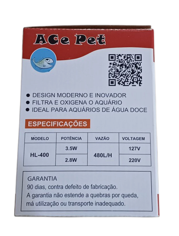 FILTRO EXTERNO HL-400 480L/H 100L 110V ACE PET