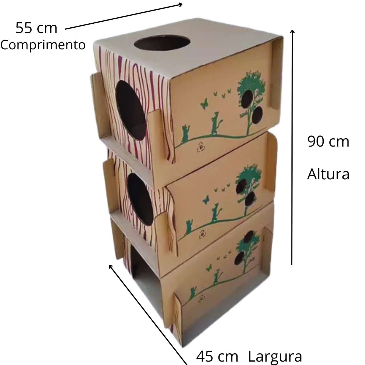 Toca Casa Para Gatos Condocat Brinquedo 3 em 1 Papelão Reciclável e Biodegradável