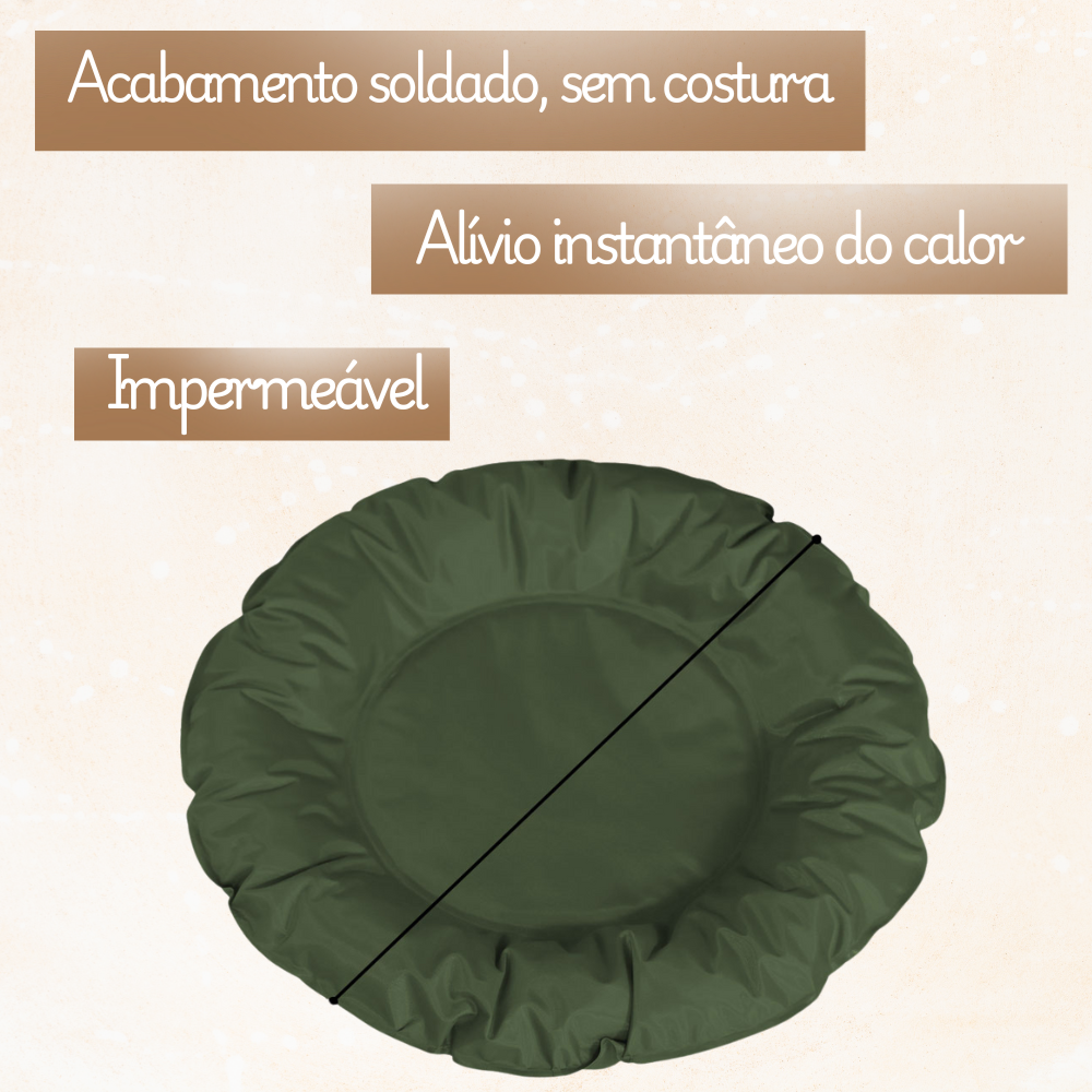 Tapete Gelado Redondo para Pets Verde Grande -  Impermeável e Refrescante para Dias Quentes para Pets