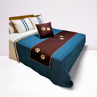 Kit Peseira e Almofada Impermeáveis para Pet – Marrom para Cama de Casal